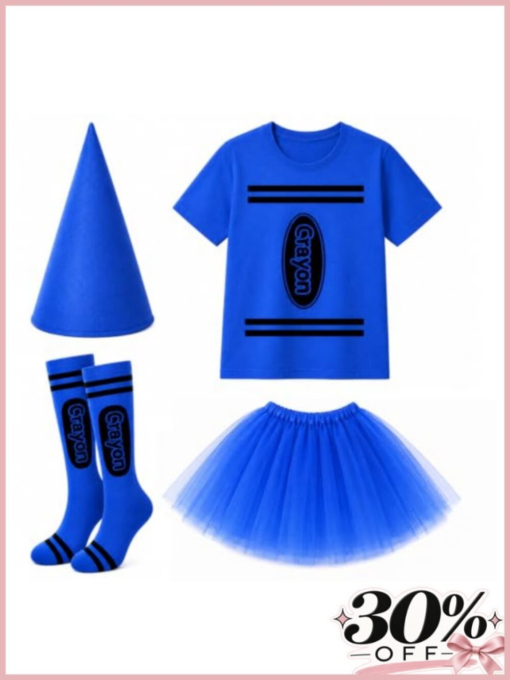 Halloween Crayon Costume Set Tutu Skirt Socks Cone Hat